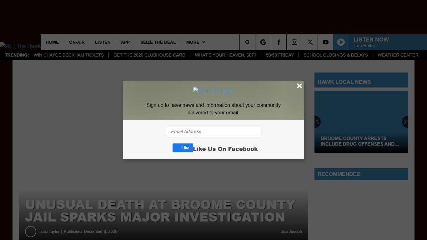 Broome County Inmate Found Dead, Officials Launch Review